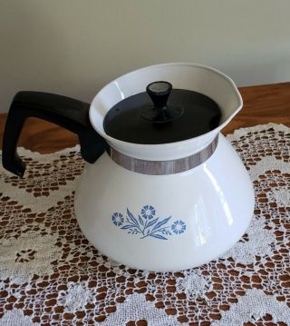 Vintage Corning Ware Blue Cornflower 6 Cup Coffee Pot With Lid P - 104