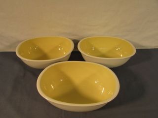 Set Of 3 Vintage Harkerware Yellow Oval Bowls