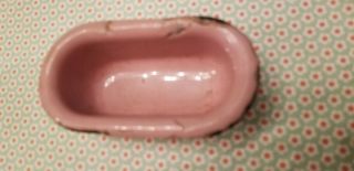 Very rare curved cast iron dollhouse oblong footed tub rare PINK antique 2