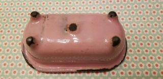 Very rare curved cast iron dollhouse oblong footed tub rare PINK antique 4