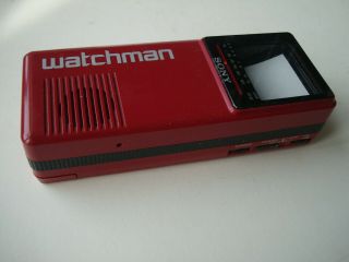 Vintage 1988 Sony Watchman Fd - 10 Portable Handheld Tv Red