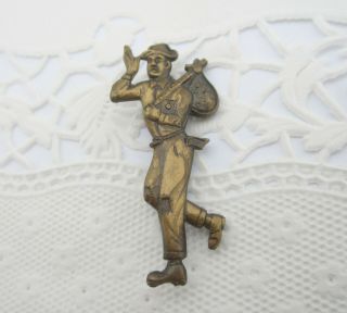 Antique / Vintage Figural Hobo Man Tramp Pin Gold Tone Or Brass Pin