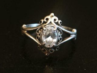 Vintage Sterling Silver And White Tourmaline Ring