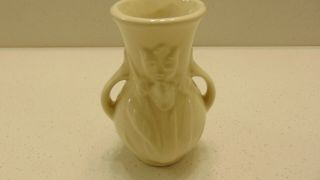 Vintage Shawnee Pottery Iris Vase 2 Handles White Marked Usa