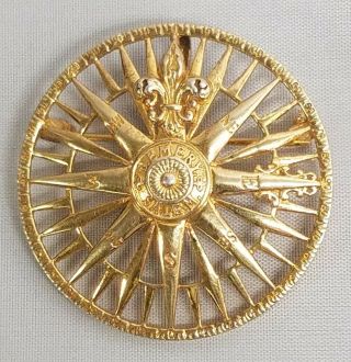 Vintage 925 Sterling Pin Brooch Gold Wash Compass Nautical Signed S.  Emery Salem