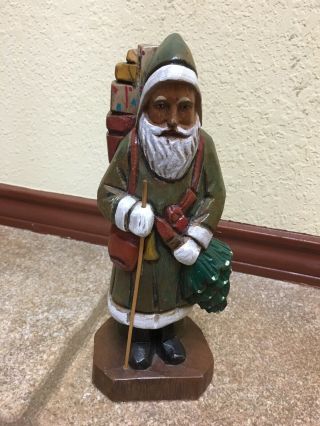 Vintage Hand Carved Black African American Santa Claus Figurine 10 Inches Approx