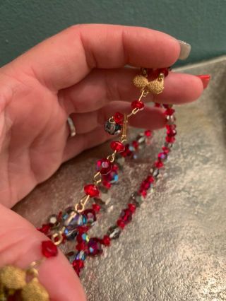 Vintage Red AB Aurora Borealis Crystal Beaded Necklace 4
