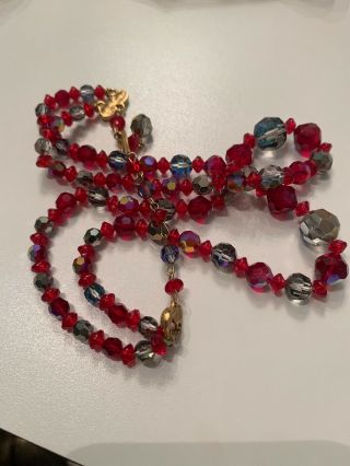 Vintage Red AB Aurora Borealis Crystal Beaded Necklace 5
