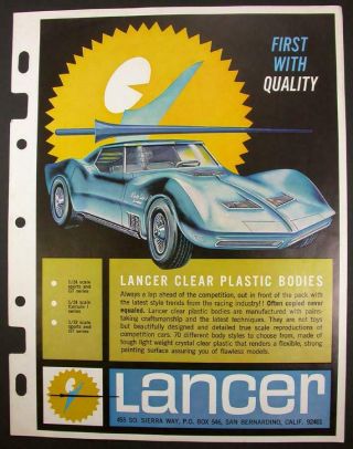 Vintage 1966 Slot Car Lancer Plastic Body Price Sheet/order Form - Mako Shark,  Etc