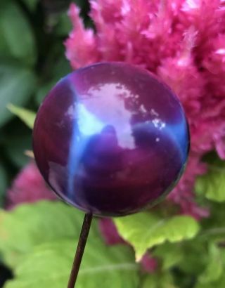 Vintage Art Nouveau Purple And Blue Solid Art Glass Ball Hatpin Hat Pin