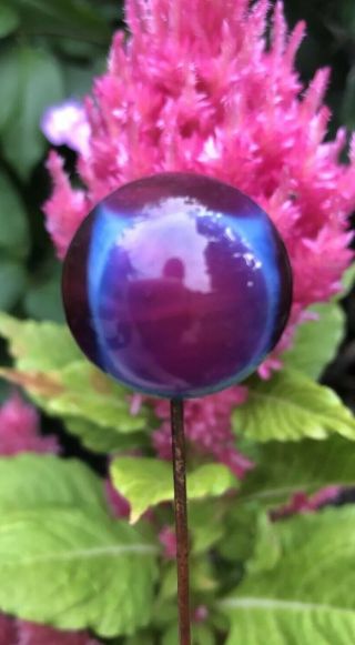 Vintage Art Nouveau Purple And Blue Solid Art Glass Ball Hatpin Hat Pin 3