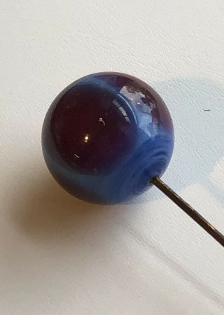 Vintage Art Nouveau Purple And Blue Solid Art Glass Ball Hatpin Hat Pin 4