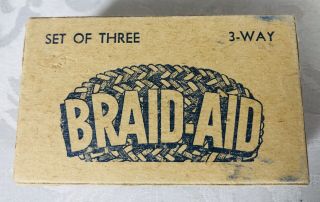 Vintage Set Of Three 3 - Way Braid Aid Tools Rug Braiding Box W/instruct