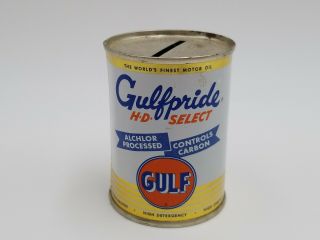 Vintage Gulf Motor Oil Can Bank Gulfpride Hd Select Advertising Coin Bank