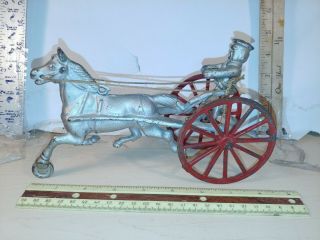 Vintage Antique Cast Iron Metal Toy Horse Drawn Carriage Racer