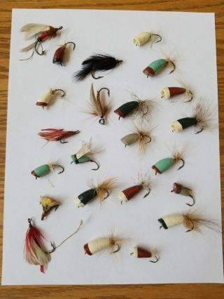 23 Vintage Fly Fishing Flies: Many Tiny Wooden Lures