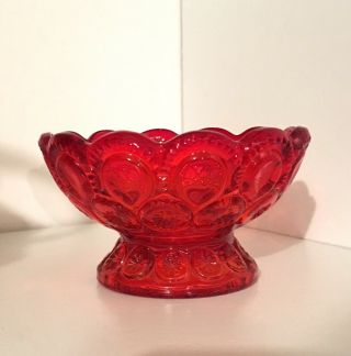 Vintage L.  E.  Smith Moon And Stars Compote/dessert Bowl - Small - Ruby Red