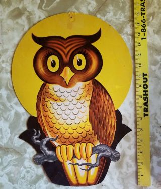 Vintage Owl Halloween Cardboard Cut Out 16 Inch