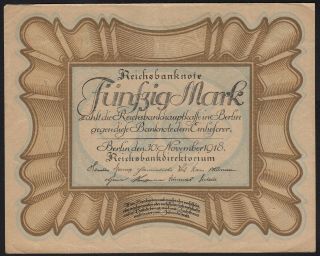 1918 20 Mark Germany Old Vintage Banknote Paper Money Currency P 65 Xf Egg Note