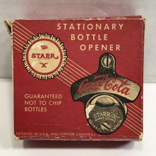 Vintage Starr X Stationary Bottle Opener Coca Cola And Screws