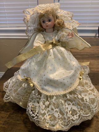 Vintage Madame Alexander Doll Holiday Tree Topper Christmas Angel Gold Joy Noel