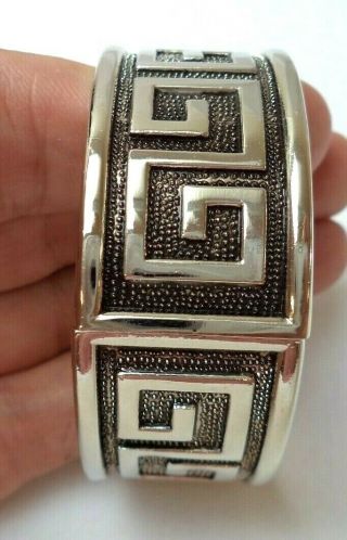 Stunning Vintage Estate Silver Tone Sz 7 1/4 Clamper Bracelet 2246f