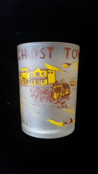 Vtg Ghost Town Lake George Ny Storytown Usa Frosted Jigger Shot Glass Barware