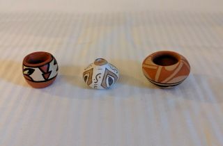 Set Of 3 Really Cute Vintage Miniature Native American Pottery Pots