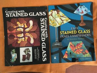 Two Vintage Stained Glass Craft Books Full Color Pictures Full Diagrams
