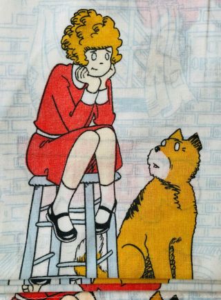 Vintage 1981 Little Orphan Annie Twin Size Bed Flat Sheet PillowCase fabric 5