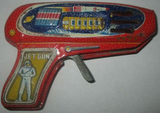 Vintage Tin Space Patrol Jet Gun Toy Tin Gun Made In Japan