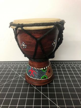 Vintage Mini Djembe Drum Australia With Turtle Art 5”