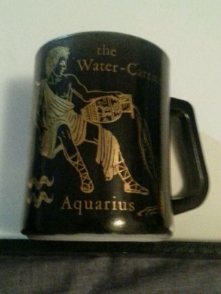 Vtg Federal Glass Co.  Coffee Mug☆aquarius The Water Bearer☆fired On Color Black