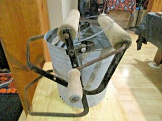 Vintage Economy Mop Wringers Wooden Ringer Metal Bucket 2