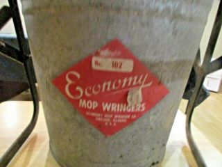 Vintage Economy Mop Wringers Wooden Ringer Metal Bucket 5