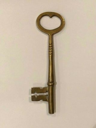 Antique Vintage Solid Brass Skeleton Key Large 6 1/2 " Long