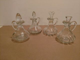 Vintage Anchor Hocking Clear,  Pressed Glass Cruets With Stopper.