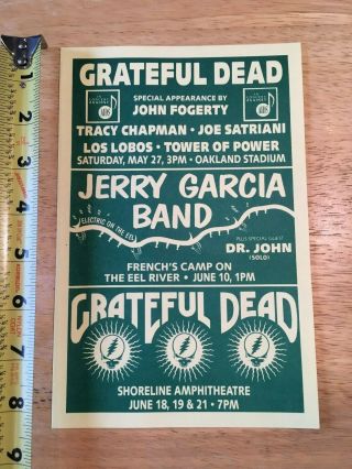 Grateful Dead Vintage Concert Handbill Poster Jerry Garcia Band John Fogerty