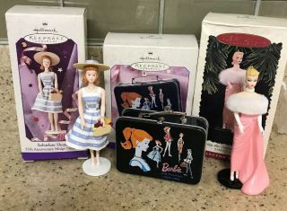 3 Vintage Barbie Midge Hallmark Keepsake Ornament 1990s Lunchbox Enchanted