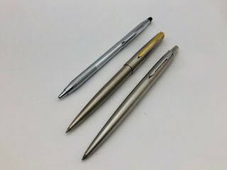 G361 Parker Cross Etc Ballpoint Pen Set Of 3 Vintage Rare