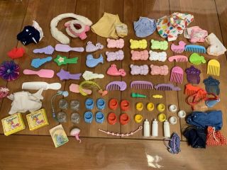 Vintage My Little Pony Accessories 80’s Clothes Brushes Diapers Bottles Shoes