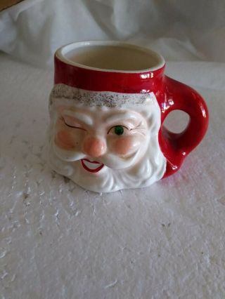 Vintage 1950s Holt Howard Winking Santa Claus Christmas Mug With Jeweled Eye