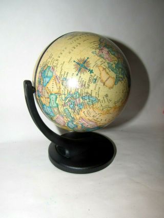 Metal Vintage Replogle World Globe Mini Unique And Different Beige Turns Smooth