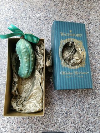 Vintage Waterford Crystal Pickle Christmas Ornament,  4 " Tall,