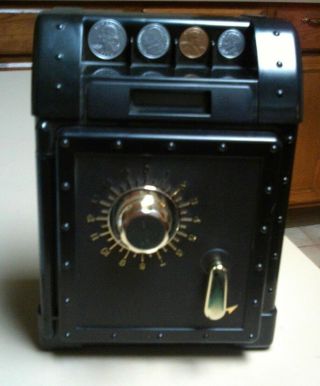 Vintage Safe Shaped Coin Toy Savings Bank Combination Lock Inside Has Coin Dispe