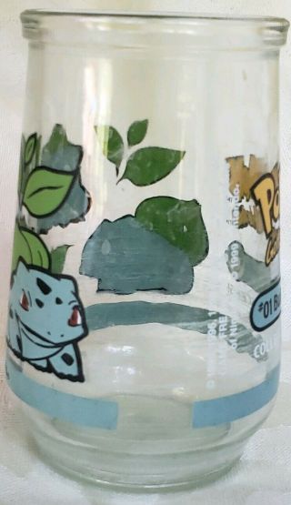 1999 POKEMON Welch ' s Jelly Jar Juice Glass 3 BULBASAUR Nintendo vintage 90s 4