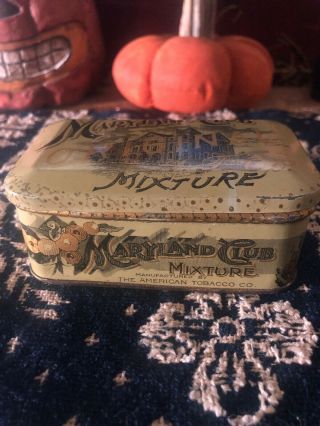 Vtg Maryland Club Mixture Choice Perique Tobacco Tin With Old Sewing Notions.