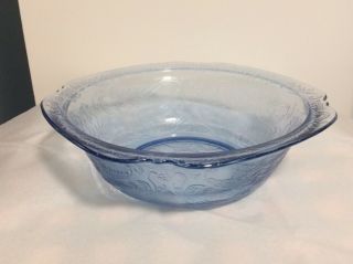Vintage Indiana Glass Blue Madrid Recollection Serving Bowl