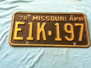 License Plate Vintage Missouri Mo E1k 197 1978 Rustic Usa