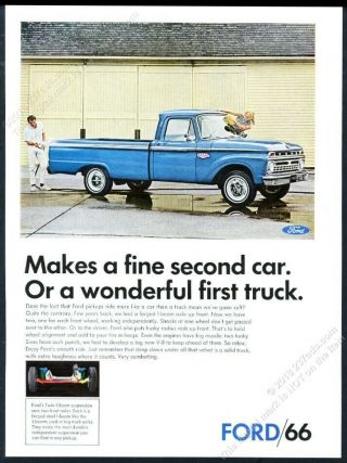1966 Ford Pickup Blue Truck Photo Makes A Wonderful First Truck Vintage Print Ad